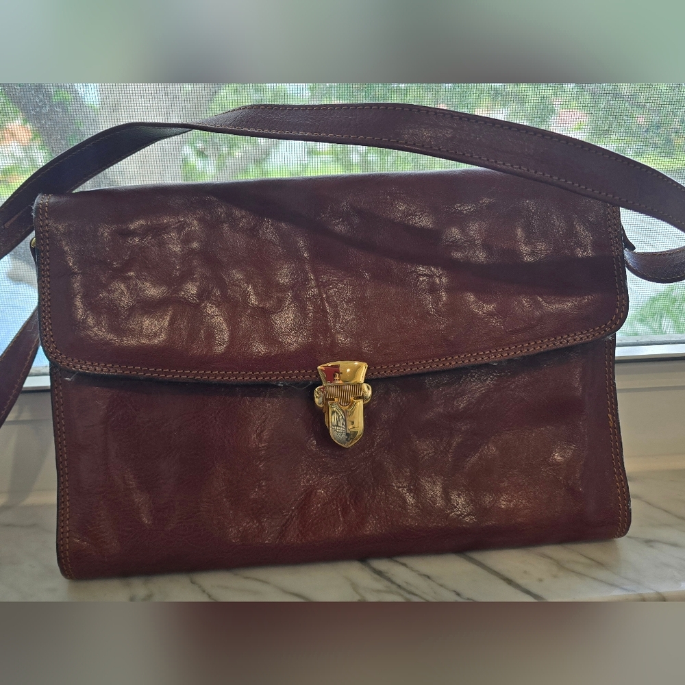 Elmani Leather Vintage Messenger- Briefcase-Organizer Crossbody Bag. Rare. - Picture 7 of 10